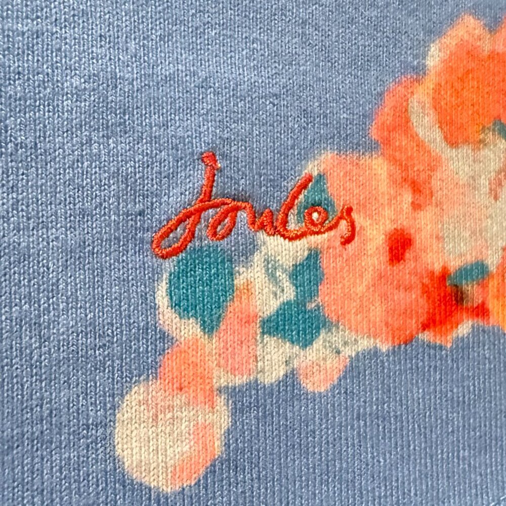 Joules Harbour Print Blue Floral Jersey Top British 100% Cotton US 2 / UK 6 - Picture 5 of 12